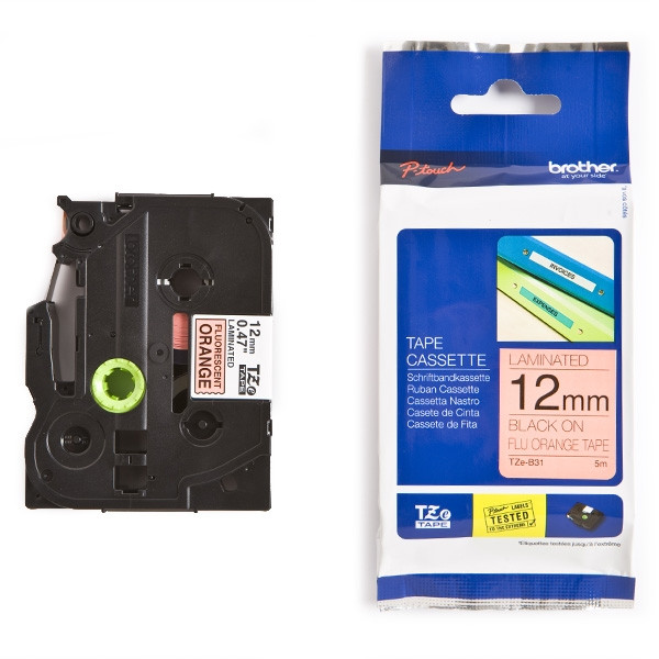 Brother Ταινία Brother TZe-B31 5m x 12mm Black on Fluorescent Orange TZeB31 080648 - 1