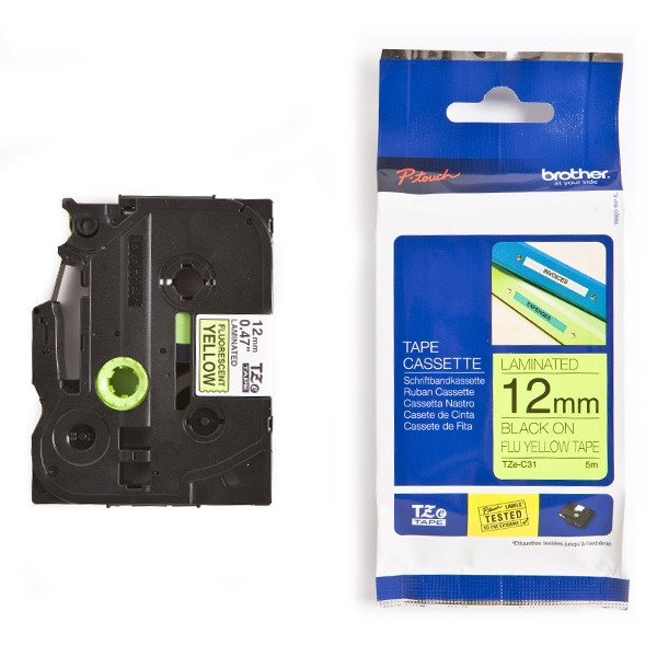 Brother Ταινία Brother TZe-C31  5m x12mm Black on Fluorescent Yellow TZeC31 080652 - 1