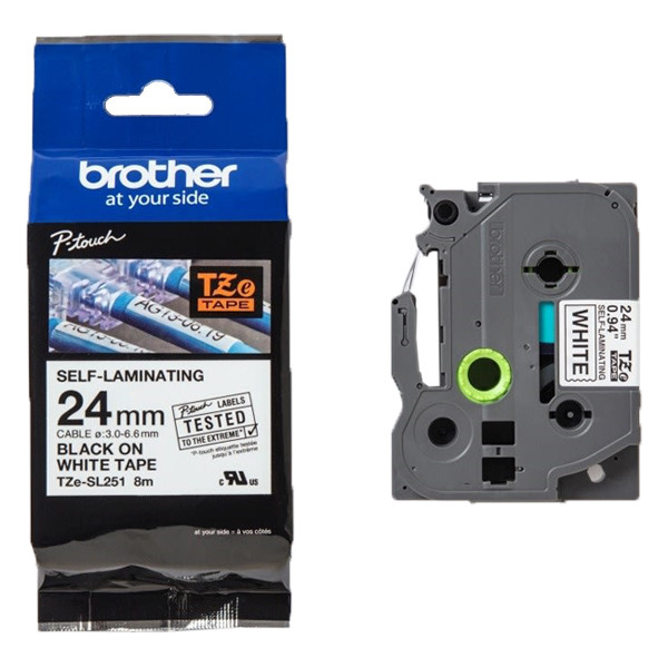Brother Ταινία Brother TZe-SL251 Self-Laminating 8m x 24mm Black on White TZESL251 080840 - 1