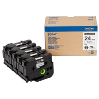 Brother HGe-251V5 υψηλής ανάλυσης μαύρο σε λευκή ταινία 24mm, 5-συσκευασία (πρωτότυπο Brother) HGe251V5 080914