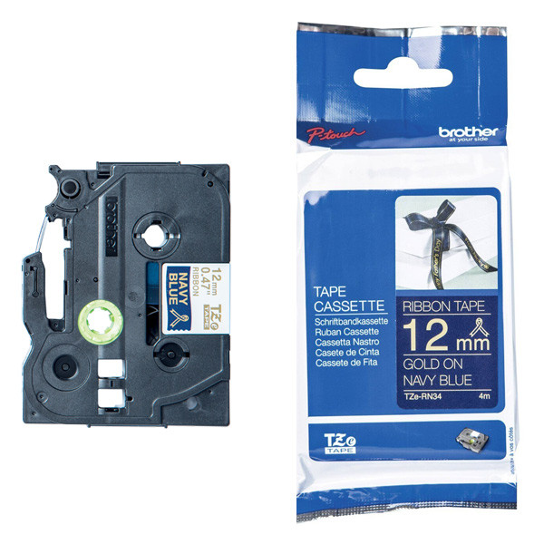 Brother TZe-RN34 χρυσό σε μπλε ναυτική ταινία, 12mm (πρωτότυπο Brother) TZe-RN34 080960 - 1