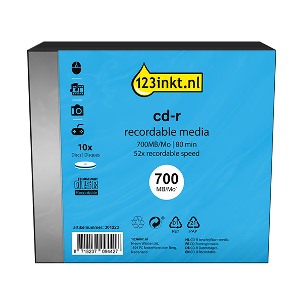 CD-R 123ink, 80 λεπτά, 10 τεμάχια σε λεπτή συσκευασία 301223 - 1
