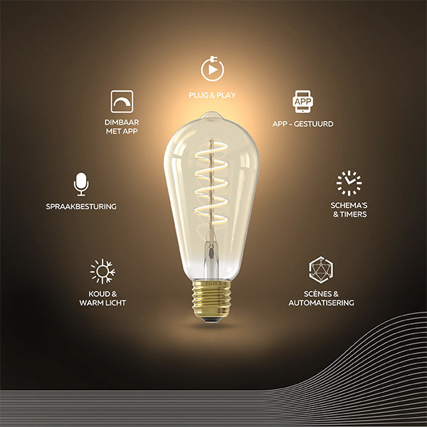 Smart λάμπα Calex E27 Edison ST64 Gold WiFi (Tuya) LCA01193 - 2