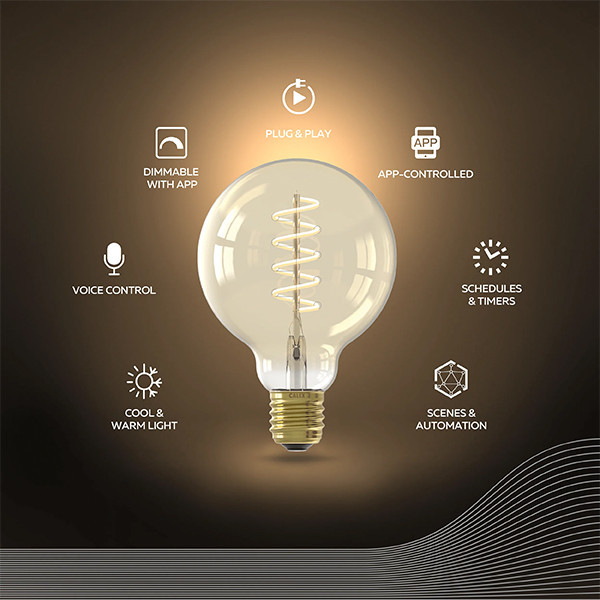 Smart λάμπα Calex E27 G95 χρυσή WiFi (Tuya) LCA01194 - 2