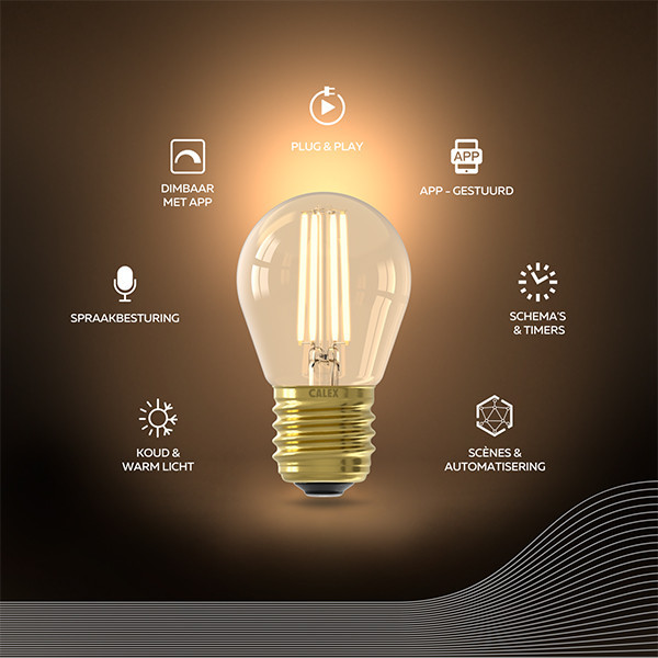 Smart λάμπα Calex E27 P45 χρυσή WiFi (Tuya) LCA01196 - 2