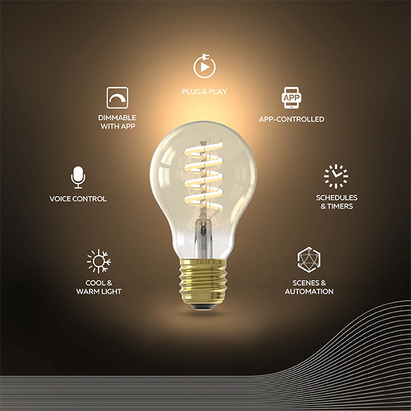 Smart λάμπα Calex E27 pear A60 gold WiFi (Tuya) LCA01192 - 2