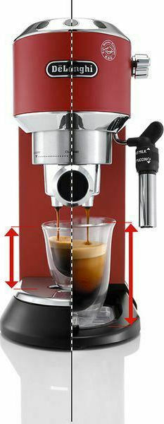 Αυτόματη Μηχανή Espresso Delonghi Dedica Pump 1300W Πίεσης 15bar Κόκκινη 570352 - 6