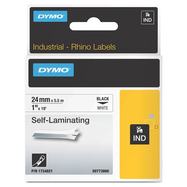 Ταινία Dymo 1734821 IND Rhino Self-Laminating Black on White 5.5m x 24mm 088730 - 1