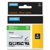 Ταινία Dymo 1805420 IND Rhino Vinyl White on Green 5.5m x 19mm 088642
