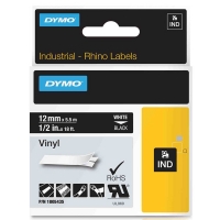 Ταινία Dymo 1805435 IND Rhino Vinyl White on Black 5.5m x 12mm 088634