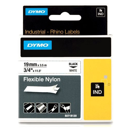 Dymo Ταινία Dymo S0718120 / 18489 IND Rhino Flexible Nylon 3,5m x 19mm Black on White 18489 S0718120 088716 - 1