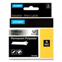 Ταινία Dymo S0718180 / 18486 IND Rhino Permanent Polyester Βlack on Metallic 5.5m x 12 mm 088688