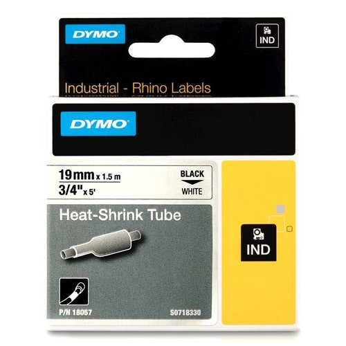 Ταινία Dymo S0718330 / 18057 IND Rhino Θερμοσυρρίκνωσης Black on White 1.5m x 19 mm 088700 - 1