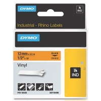 Ταινία Dymo S0718490 / 18435 IND Rhino Vinyl Black on Orange 5.5m x 12mm 088614