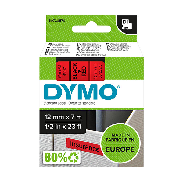 Dymo Ταινία Dymo S0720570 / 45017 7m x 12mm Black on Red S0720570 088214 - 1