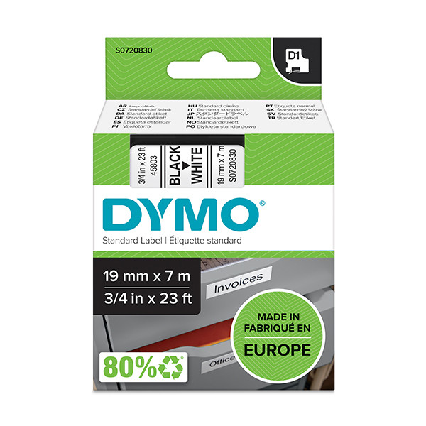 Dymo Ταινία Dymo S0720830 / 45803 7m x 19mm Black on White S0720830 088402 - 1