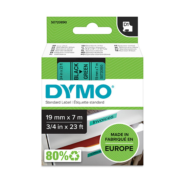 Dymo Ταινία Dymo S0720890 / 45809 7m x 19mm Black on Green S0720890 088414 - 1