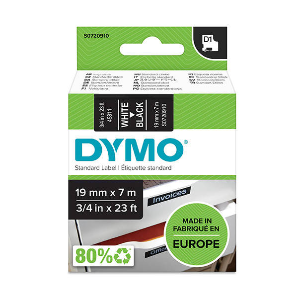 Dymo Ταινία Dymo S0720910 / 45811 7m x 19mm White on Black S0720910 088418 - 1