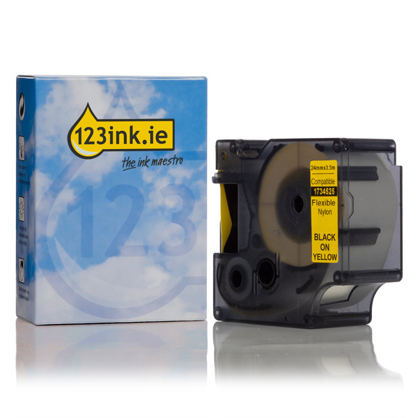 Dymo 1734525 IND Rhino black σε κίτρινη εύκαμπτη νάιλον ταινία, 24 mm (123ink) 1734525C 088725 - 1