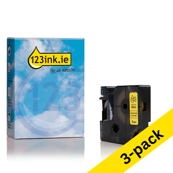 Dymo S0718270 / 18052 IND Rhino black σε κίτρινο θερμοσυστελλόμενο, 6mm (3-συσκευασία) (123ink) 18052C 089254 - 1