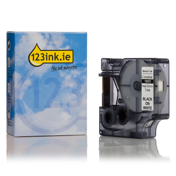 Dymo S0718280 / 18053 IND Rhino black σε λευκή θερμοσυστελλόμενη ταινία, 9 mm (123ink) 18053C 088697 - 1