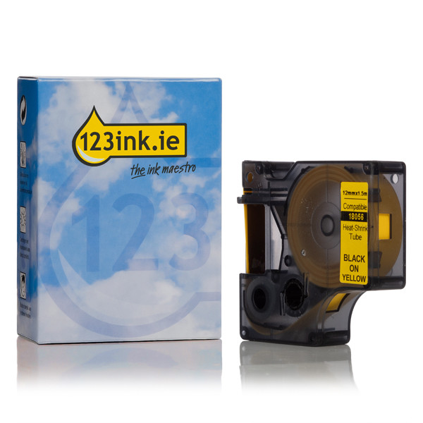 Dymo S0718310 / 18056 IND Rhino black σε κίτρινη θερμοσυστελλόμενη ταινία, 12 mm (123ink) 18056C 088709 - 1