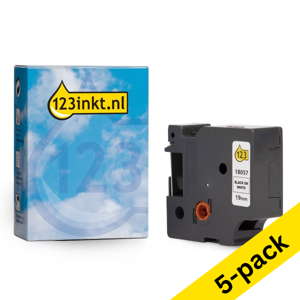 Dymo S0718330 / 18057 IND Rhino black σε λευκή θερμοσυστελλόμενη ταινία, 19mm (5-pack) (123ink) S0718330C 650604 - 1