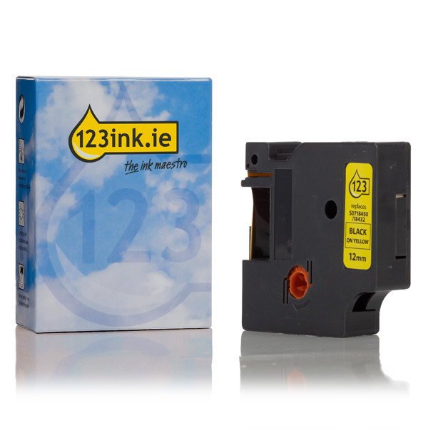 Dymo S0718450 / 18432 IND Rhino black σε κίτρινη ταινία βινυλίου, 12 mm (123ink) 18432C 088609 - 1