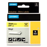 Dymo S0718470 / 18433 IND Rhino black σε κίτρινη ταινία βινυλίου, 19 mm (πρωτότυπο Dymo) 18433 S0718470 088610