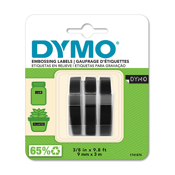 Dymo S0847730 λευκή σε μαύρη ταινία ανάγλυφης εκτύπωσης, 9mm (συσκευασία των 3) (πρωτότυπο) 088448 - 1