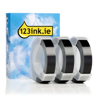 Dymo S0847730 λευκό σε μαύρη ανάγλυφη ταινία, 9mm (3-συσκευασία) (123ink) S0847730C 088449