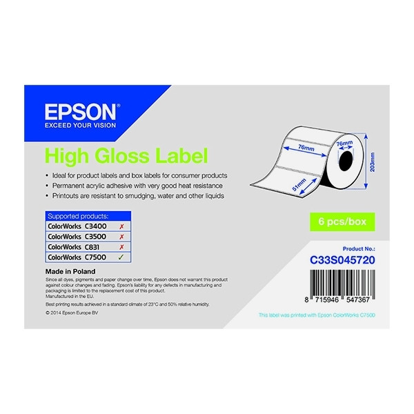 Epson Ετικέτες Epson C33S045720 High Gloss 76m x 51 mm C33S045720 083310 - 1