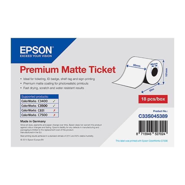 Ρολό Ετικετών Epson C33S045389 Premium Matte 80 mm x 50 m 083368 - 1