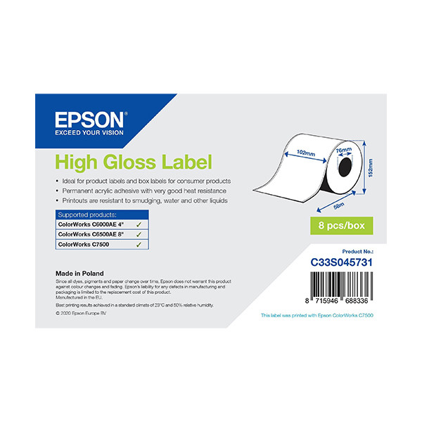 Epson Ρολό Ετικετών Epson C33S045731 High Gloss 58 m x 102mm C33S045731 083624 - 1