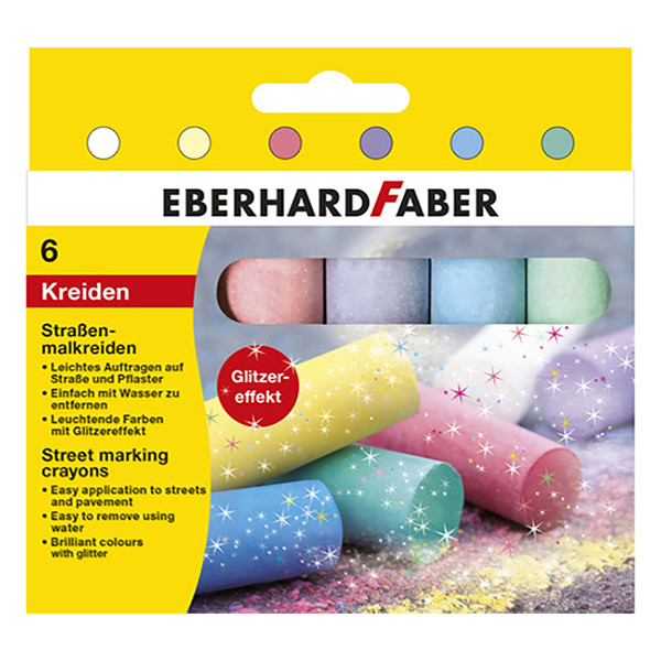Στρογγυλή κιμωλία πεζοδρομίου Eberhard Faber χρωματισμένη με γκλίτερ (6 τεμάχια) 220180 - 1