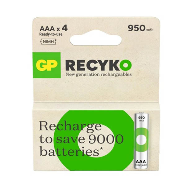 Επαναφορτιζόμενη μπαταρία Ni-Mh GP 950 ReCyko AAA / HR03 (4 τεμ.) AGP00115 - 1