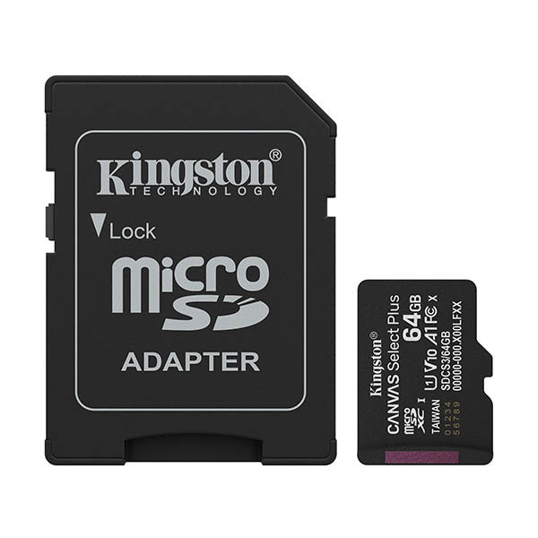 Κάρτα μνήμης Kingston Canvas Select Plus Gen3 Micro SDXC συμπ. προσαρμογέα - 64GB 255008 - 1