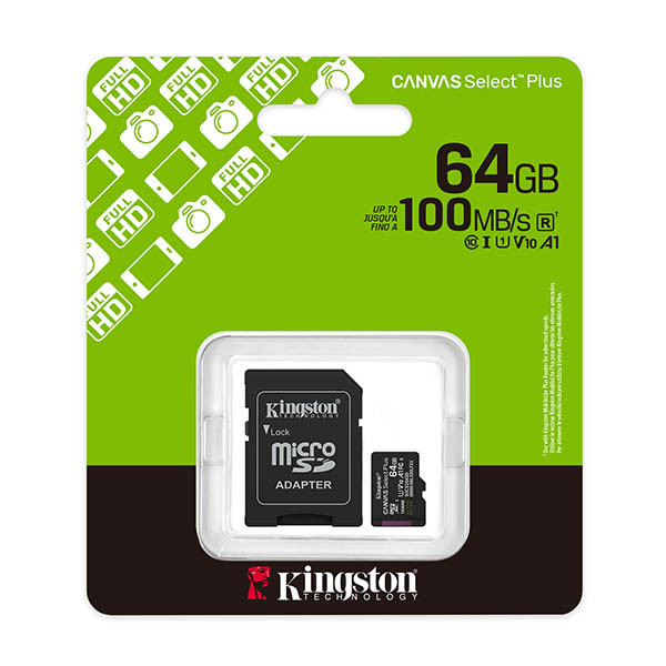 Κάρτα μνήμης Kingston Canvas Select Plus Gen3 Micro SDXC συμπ. προσαρμογέα - 64GB 255008 - 2