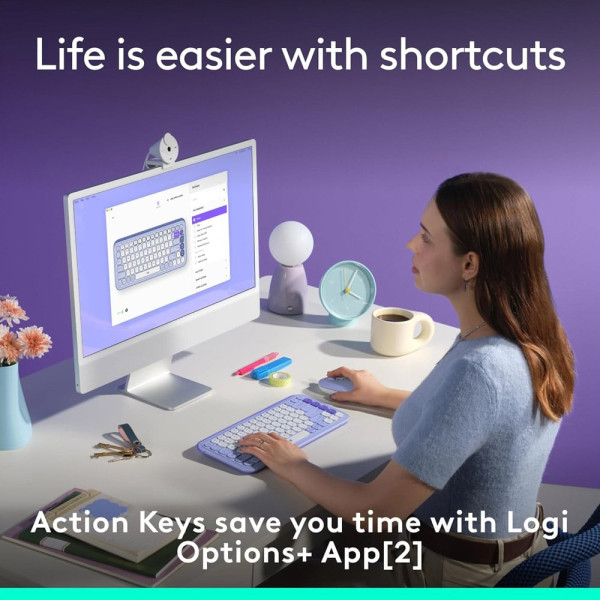 Πληκτρολόγιο Logitech Pop Icon Keys Bluetooth Lilac/Off White 920-013074 570159 - 7