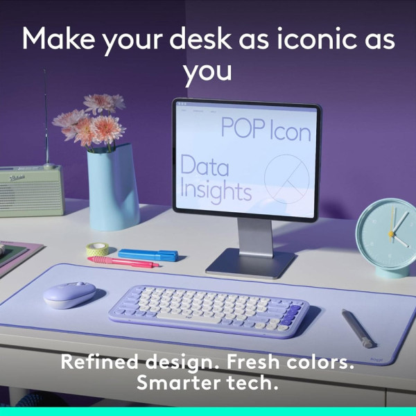 Πληκτρολόγιο Logitech Pop Icon Keys Bluetooth Lilac/Off White 920-013074 570159 - 9