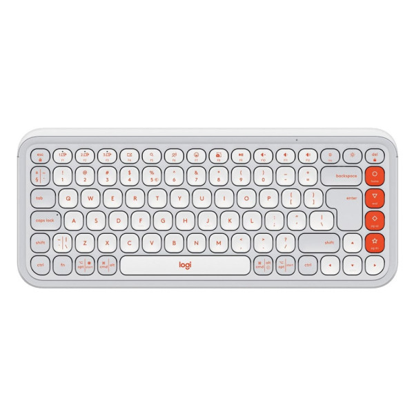 Πληκτρολόγιο Logitech Pop Icon Keys Bluetooth Off White/Orange 920-013072 570158 - 1