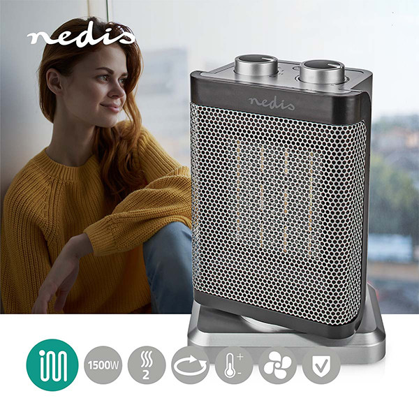 Ηλεκτρική θερμάστρα Nedis (1500W, δωμάτια έως 20 τ.μ., λειτουργία περιστροφής) K170101177 - 2