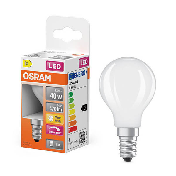 Λάμπα LED Osram E14 Μπάλα P45 Ματ Ρύθμιση φωτισμού 3.4W (40W) | 2700K LOS01881 - 1