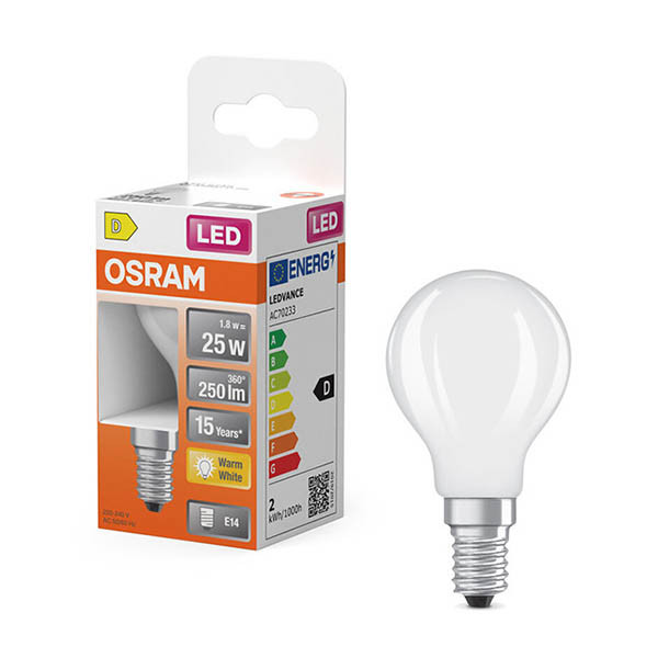 Λάμπα LED Osram E14 Μπάλα P45 Ματ 1.8W (25W) | 2700K LOS01901 - 1