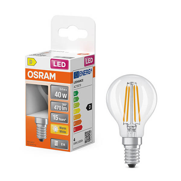 Λάμπα LED Osram E14 Μπάλα P45 Νήμα Διαφανής 3.4W (40W) | 2700K LOS01895 - 1
