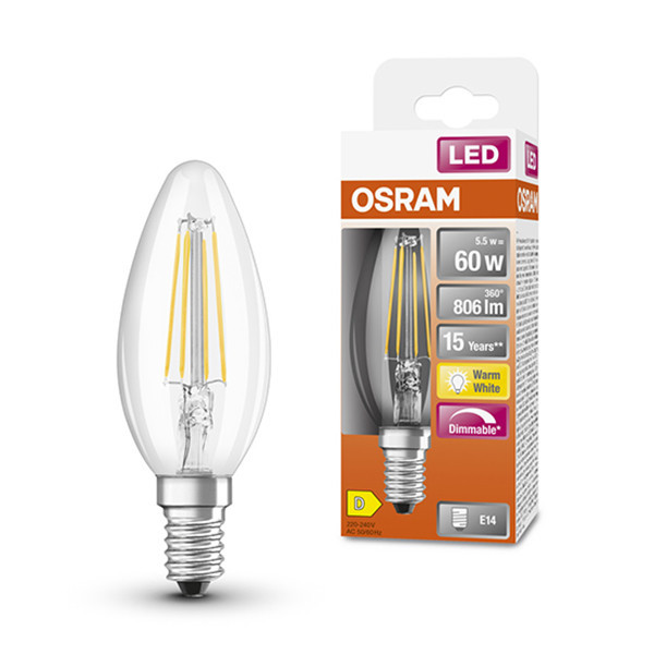 Λάμπα LED Osram E14 Candle Filament Dimmable B35 5.5W (60W) 2700K LOS00132 - 1