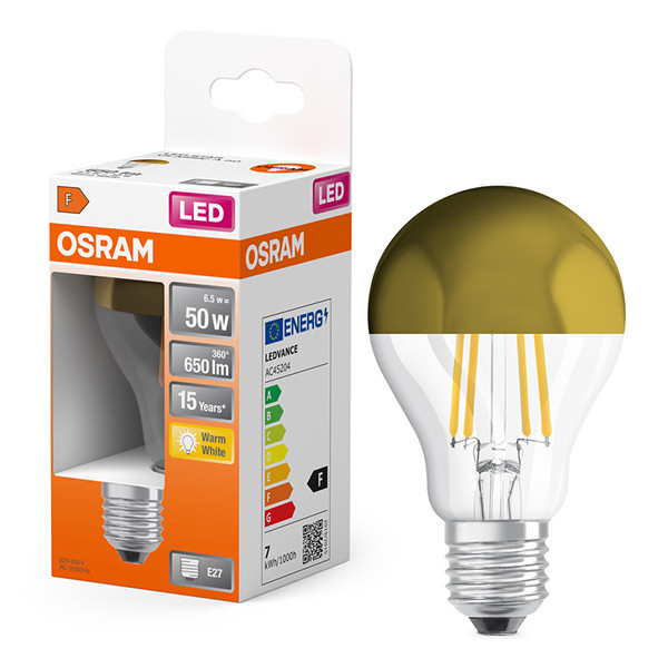 Λάμπα LED Osram E27 Αχλάδι A60 Νήμα Καθρέφτης Χρυσό 6.5W (50W) | 2700K LOS01695 - 1