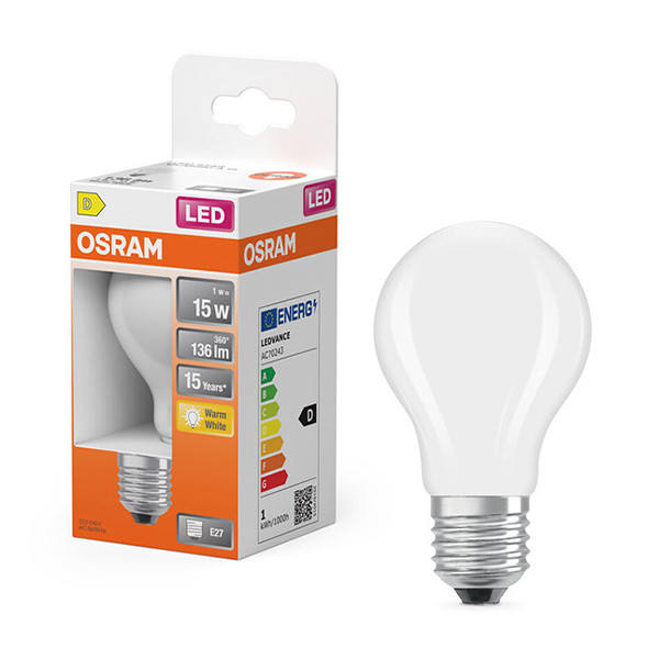 Λάμπα LED Osram E27 Ματ Αχλάδι A60 1W (15W) | 2700K LOS01831 - 1