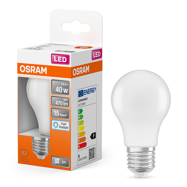 Λάμπα LED Osram E27 Ματ Αχλάδι A60 4.9W (40W) | 6500K LOS01147 - 1