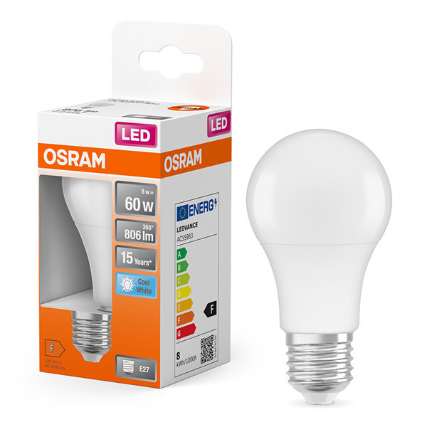 Λάμπα LED Osram E27 Ματ Αχλάδι A60 8W (60W)  | 4000K LOS01149 - 1